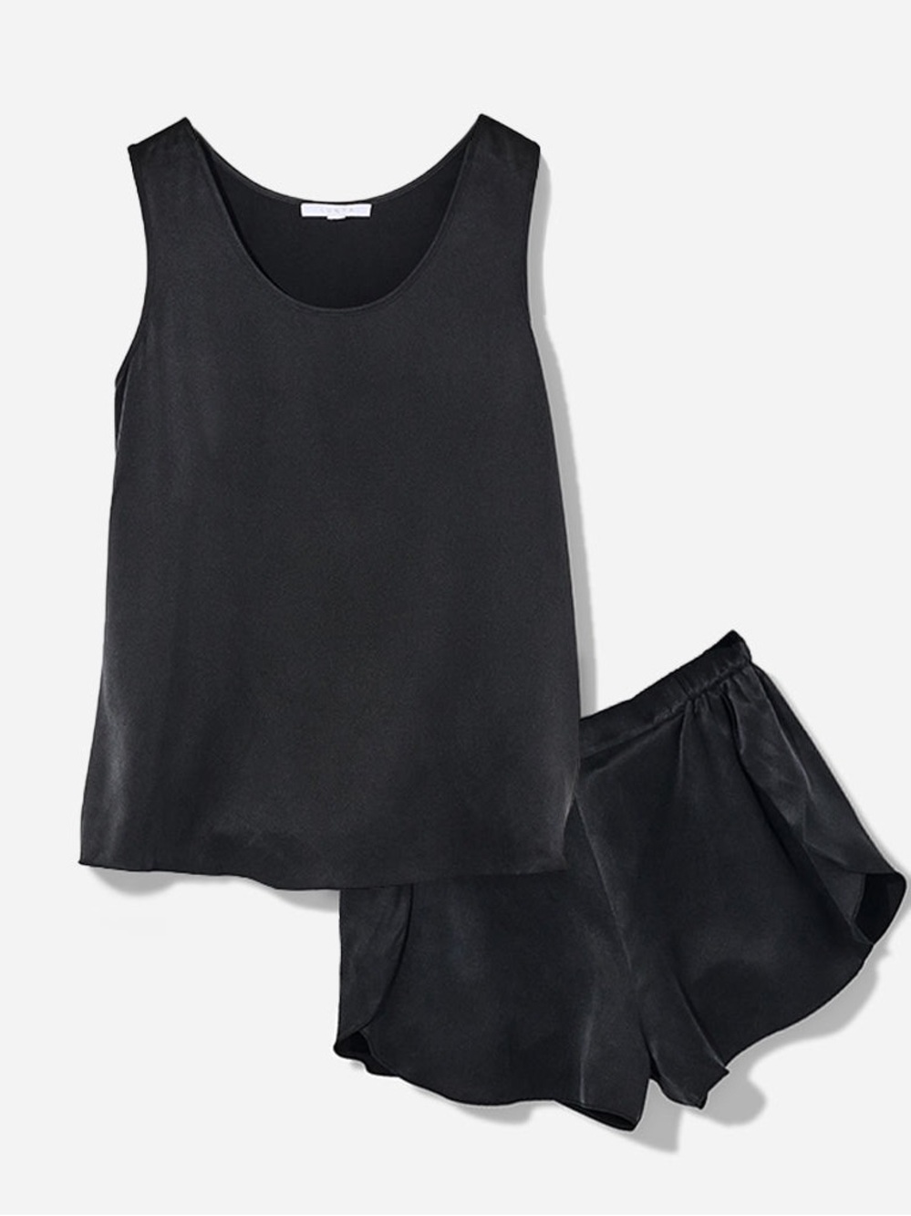 Lunya Washable Silk Black Tank Top Sleeveless Open Back Layered Women’s L